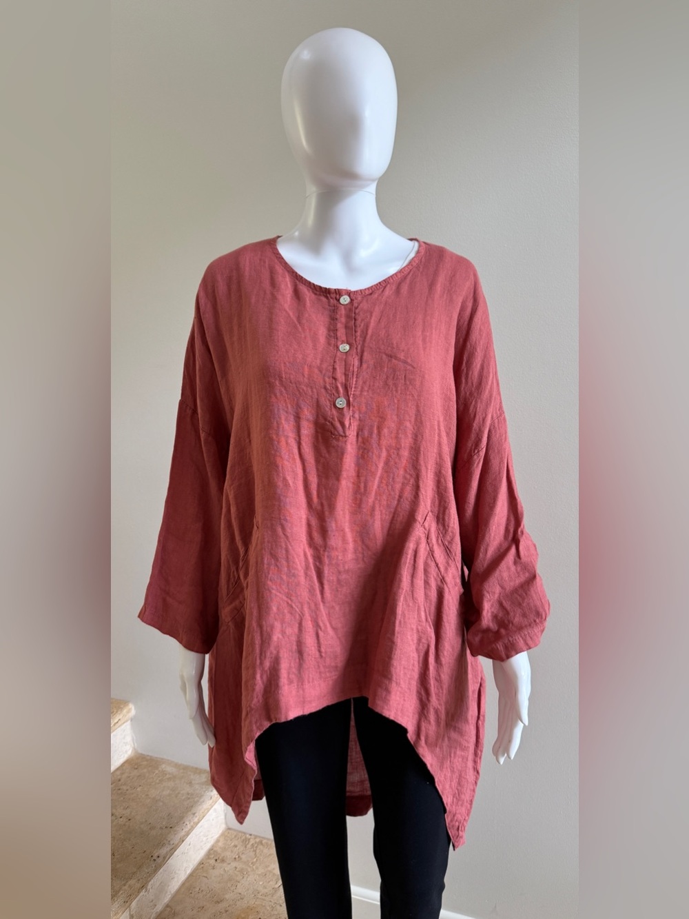 DEVITALIA Linen Top Blouse Tunic One Size